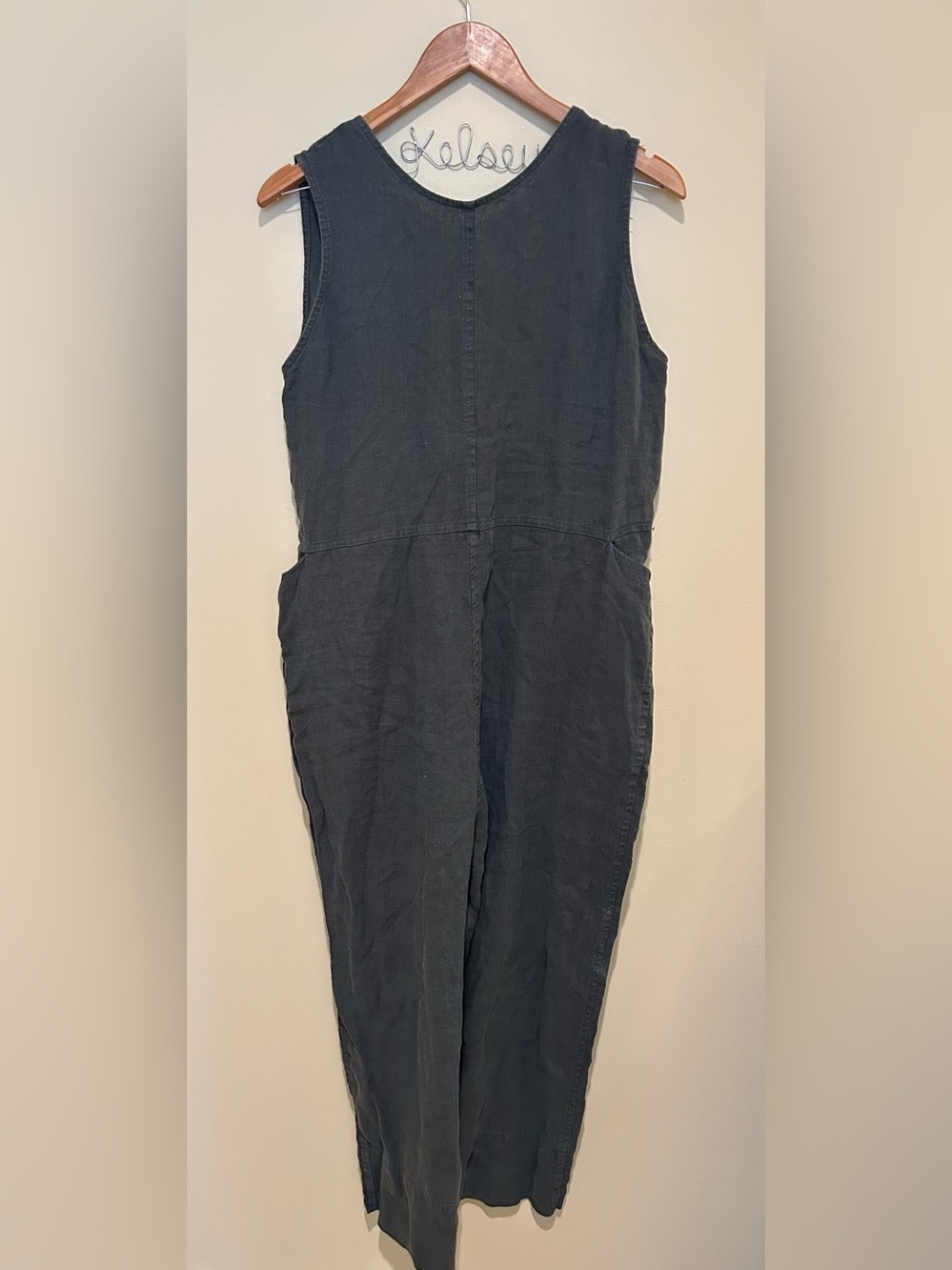 Back Beat Co. Reversible Brooklyn 100% Linen Jumpsuit Black Size Small
